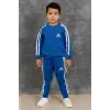 Çocuk Unisex Baskılı Mavi Çizgili %100 Pamuk Takım