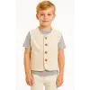 Çocuk Unisex Bej Düğmeli Kot yelek