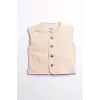 Çocuk Unisex Bej Düğmeli Kot yelek