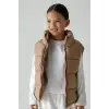 Çocuk Unisex Fermuarlı Açık Kahve Şişme Yelek