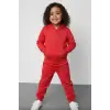 Çocuk Unisex Kapüşonlu Marka Kırmızı %100 Pamuk Alt-Üst Takım