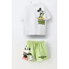Çocuk Unisex Mickey Mouse Yeşil Şortlu Yazlık Takım