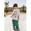 Erkek Çocuk Gelato Baskılı Yeşil Çizgili Pamuklu Takım