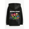 Erkek Çocuk Brawl Stars Baskılı Fermuarlı Kapüşonlu Sweatshirt