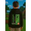 Erkek Çocuk Game Over Minecraft Baskılı Fermuarlı Kapüşonlu Sweatshirt