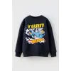 Erkek Çocuk Hot Wheels Baskılı %100 Pamuk Sweatshirt