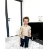 Erkek Çocuk Keten Gömlek Bej Alt-Üst Takım
