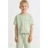 Erkek Çocuk Oversize %100 Pamuk Yazlık Yeşil Takım