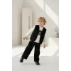 Erkek Çocuk Yelekli Siyah 3lü Alt Üst Takım