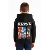 Erkek Çocuk Sonic Baskılı Kapüşonlu %100 Pamuk Sweatshirt