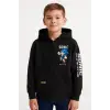 Erkek Çocuk Sonic Baskılı Kapüşonlu %100 Pamuk Sweatshirt