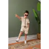 Erkek Çocuk Yakalı Krem Alt-Üst Takım
