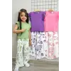 Kız Çocuk Çapraz Paça Renkli Takım