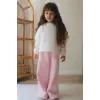Kız Çocuk Çizgili Pembe Şardonlu Alt-Üst Takım