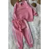 Kız Çocuk Çizgili Pembe Takım