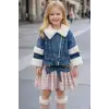 Kız Çocuk Etekli Kot Ceket 3lü Alt-Üst Takım