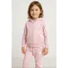 Kız Çocuk Fermuarlı Çizgili Pembe Takım