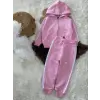 Kız Çocuk Fermuarlı Çizgili Pembe Takım