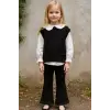 Kız Çocuk Gömlekli Triko İspanyol Paça Siyah İkili Takım