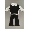Kız Çocuk Gömlekli Triko İspanyol Paça Siyah İkili Takım