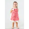 Kız Çocuk Gül Aplike Detaylı Elbise