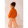 Kız Çocuk Çizgili Bol Paça Turuncu %100 Pamuk Alt Üst Takım