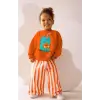 Kız Çocuk Çizgili Bol Paça Turuncu %100 Pamuk Alt Üst Takım