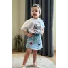 Kız Çocuk Beyaz Hello Kity Kuromi Baskılı Tişört Kot Şort Etekli Takım