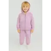 Kız Çocuk Kapüşonlu Kalp Detaylı Lila Alt Üst Takım