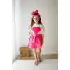 Kız Çocuk Kalp Detaylı Pembe Şortlu Takım
