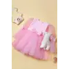 Kız Çocuk Kurdele Detaylı Tütü Pembe Elbise
