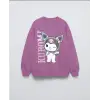 Kız Çocuk Kuromi Baskılı Koyu Pembe Sweatshirt