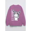 Kız Çocuk Kuromi Baskılı Koyu Pembe Sweatshirt