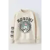 Kız Çocuk Kuromi Baskılı Krem Sweatshirt
