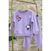 Kız Çocuk Kuromi Baskılı %100 Pamuk Lila Takım