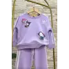 Kız Çocuk Kuromi Baskılı %100 Pamuk Lila Takım