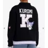 Kız Çocuk Kuromi Baskılı Siyah Fermuar Yaka Sweatshirt