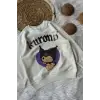 Kız Çocuk Kuromi Mor Kalp Baskılı Sweatshirt