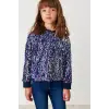 Kız Çocuk Payet İşlemeli Mor Sweatshirt