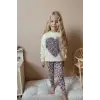 Kız Çocuk Love Leopar Baskılı Pembe Taytlı Takım