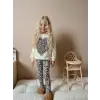 Kız Çocuk Love Leopar Baskılı Taytlı Takım