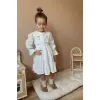 Kız Çocuk Nakış İşlemeli Beyaz Elbise