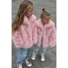 Kız Çocuk Pembe Peluş Kürk Ceket Kışlık