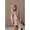 Kız Çocuk Pembe Ceket Etek Alt-Üst Takım