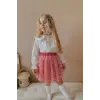 Kız Çocuk Pembe Payet Etek-Nakışlı Gömlek Takım
