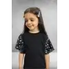 Kız Çocuk Pullu Siyah Bluz