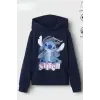 Kız Çocuk Stitch Baskılı %100 Pamuk Lacivert Sweatshirt