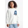 Kız Çocuk Stitch Baskılı Beyaz %100 Pamuk Sweatshirt