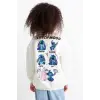 Kız Çocuk Stitch Baskılı Beyaz %100 Pamuk Sweatshirt