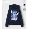 Kız Çocuk Stitch Baskılı %100 Pamuk Lacivert Sweatshirt